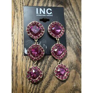 INC International Concept Gold Tone Dazzling Dangle/Drop Earrings GLOW